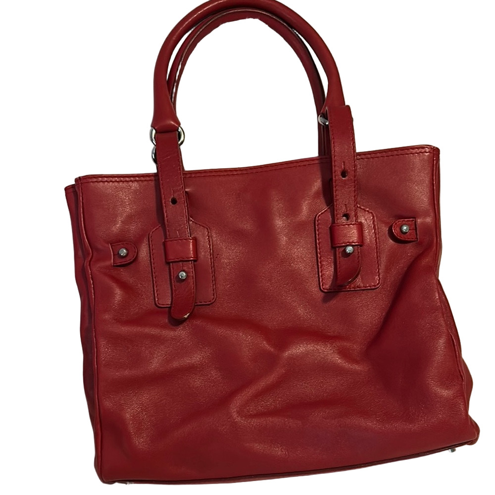 173. Furla Red Leather Tote with COA